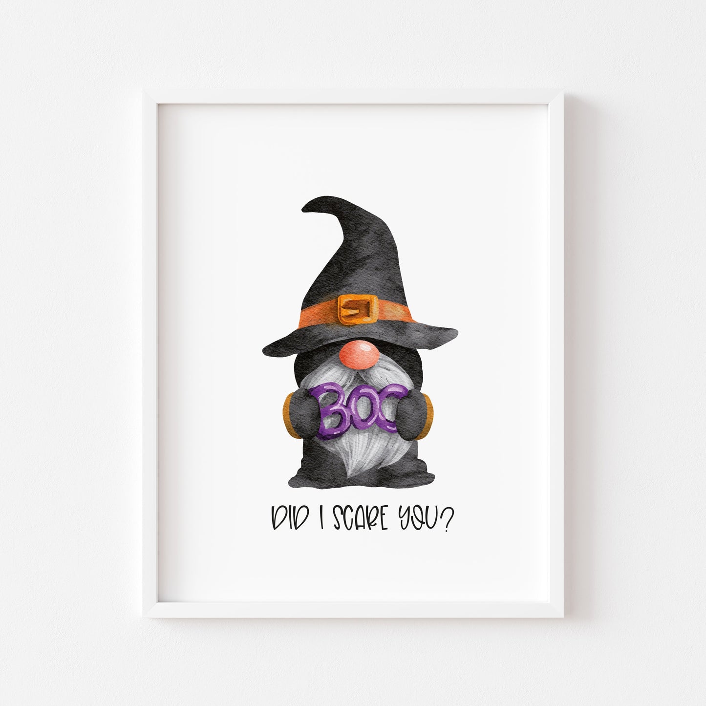 Halloween gonk BOO did i scare you watercolour seasonal halloween unframed wall art poster print