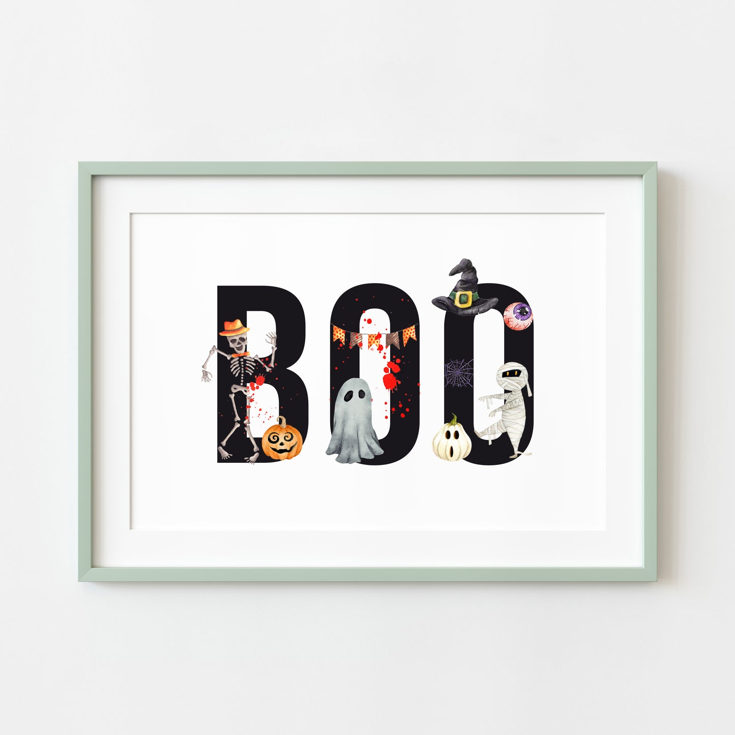BOO halloween spooky landscape seasonal halloween unframed wall art poster print