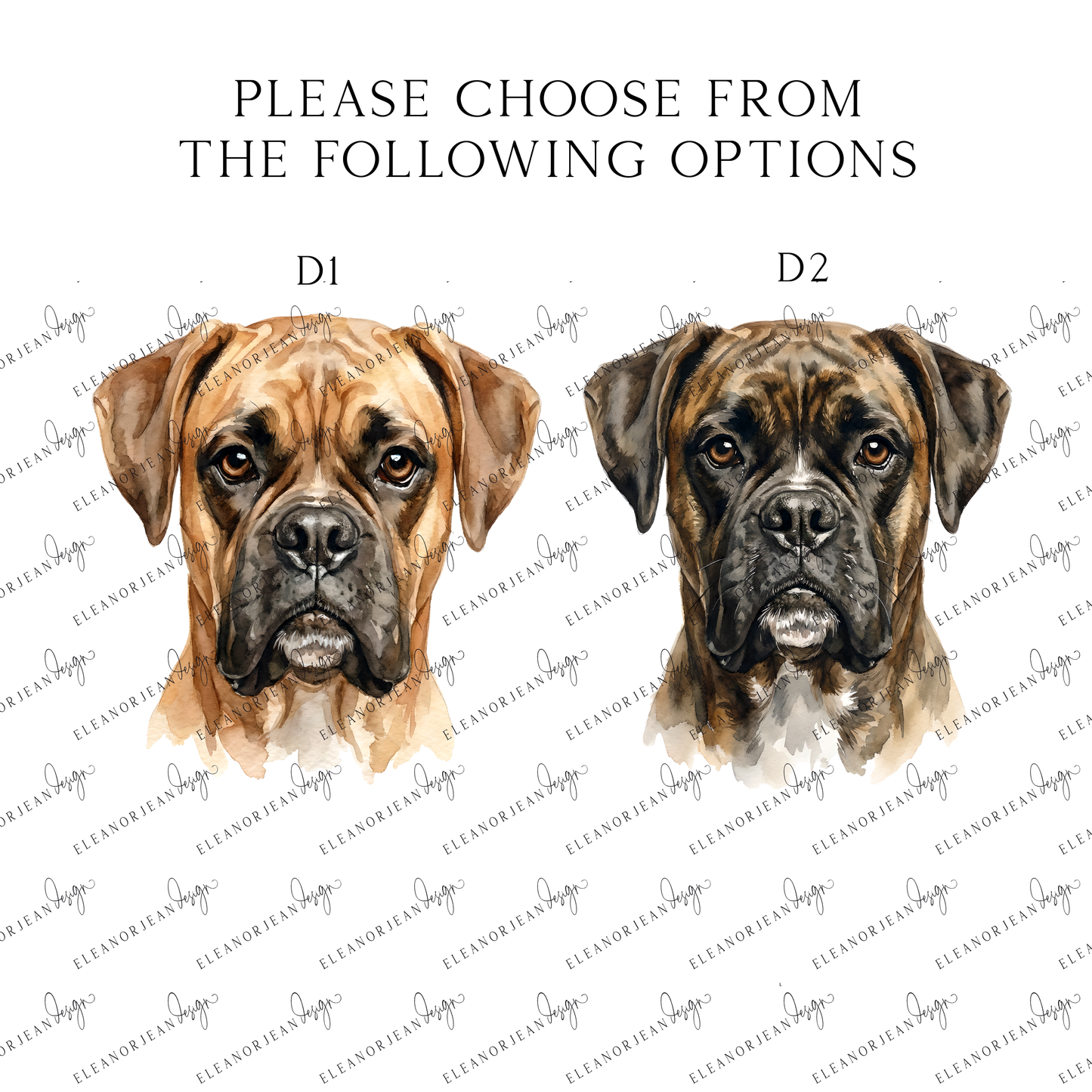 Personalised Boxer Print Custom Name Dog watercolour unframed wall art poster