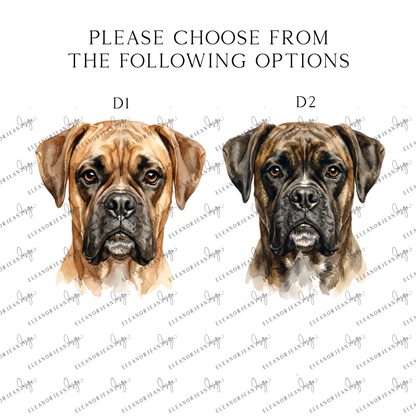 Personalised Boxer Print Custom Name Dog watercolour unframed wall art poster