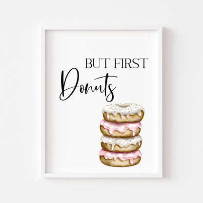 Set of 3 Doughnut Donut quote you Donut know how much I love you, too many donuts cute kitchen unframed wall art poster print, kitchen decor