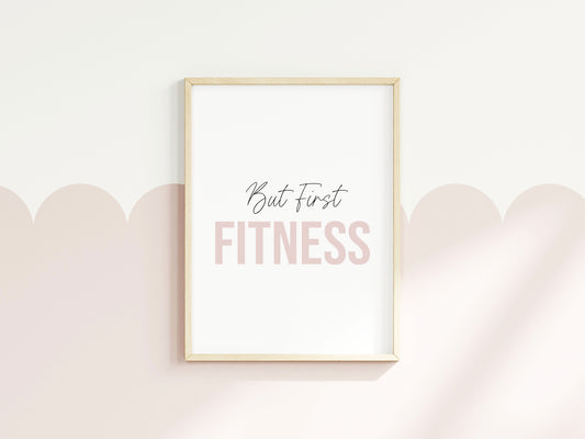 But first fitness gym prints pink purple mauve cardio sports motivational gym room bedroom unframed wall art poster prints fitness art