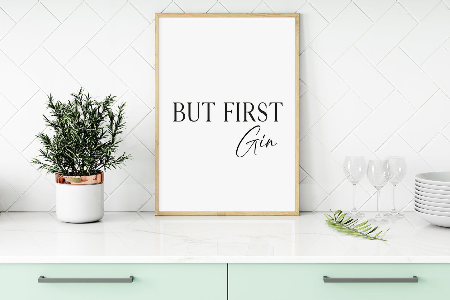 But first Gin, kitchen art, kitchen, bar area, gin lover, unframed wall art poster print