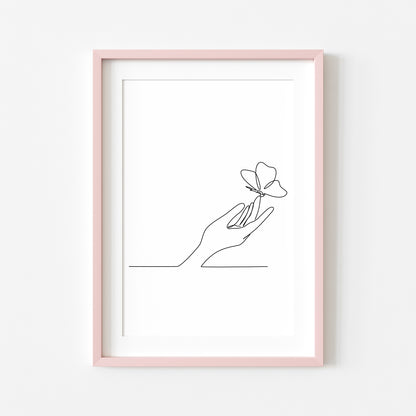 Butterfly hand line drawing Print Bedroom Poster unframed wall art