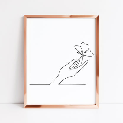 Butterfly hand line drawing Print Bedroom Poster unframed wall art