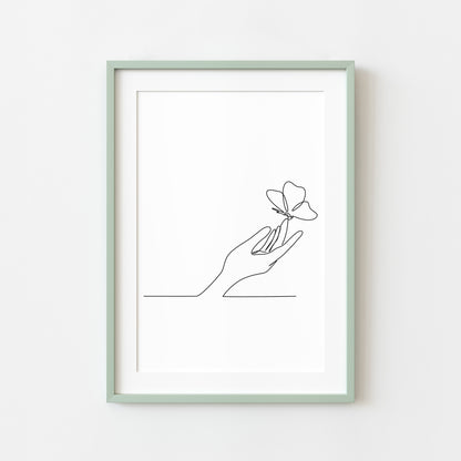 Butterfly hand line drawing Print Bedroom Poster unframed wall art