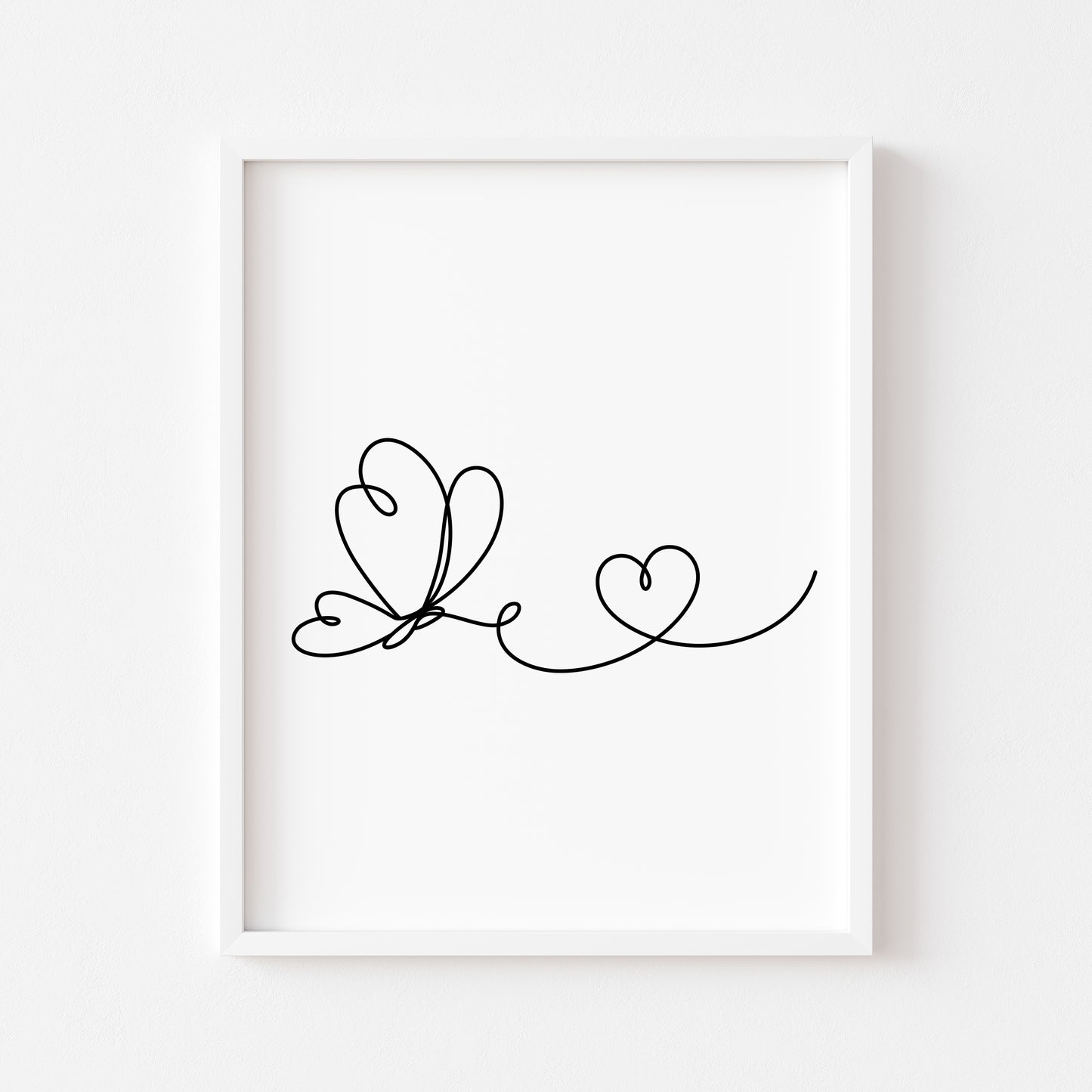 Butterfly heart line drawing Print Bedroom Poster unframed wall art