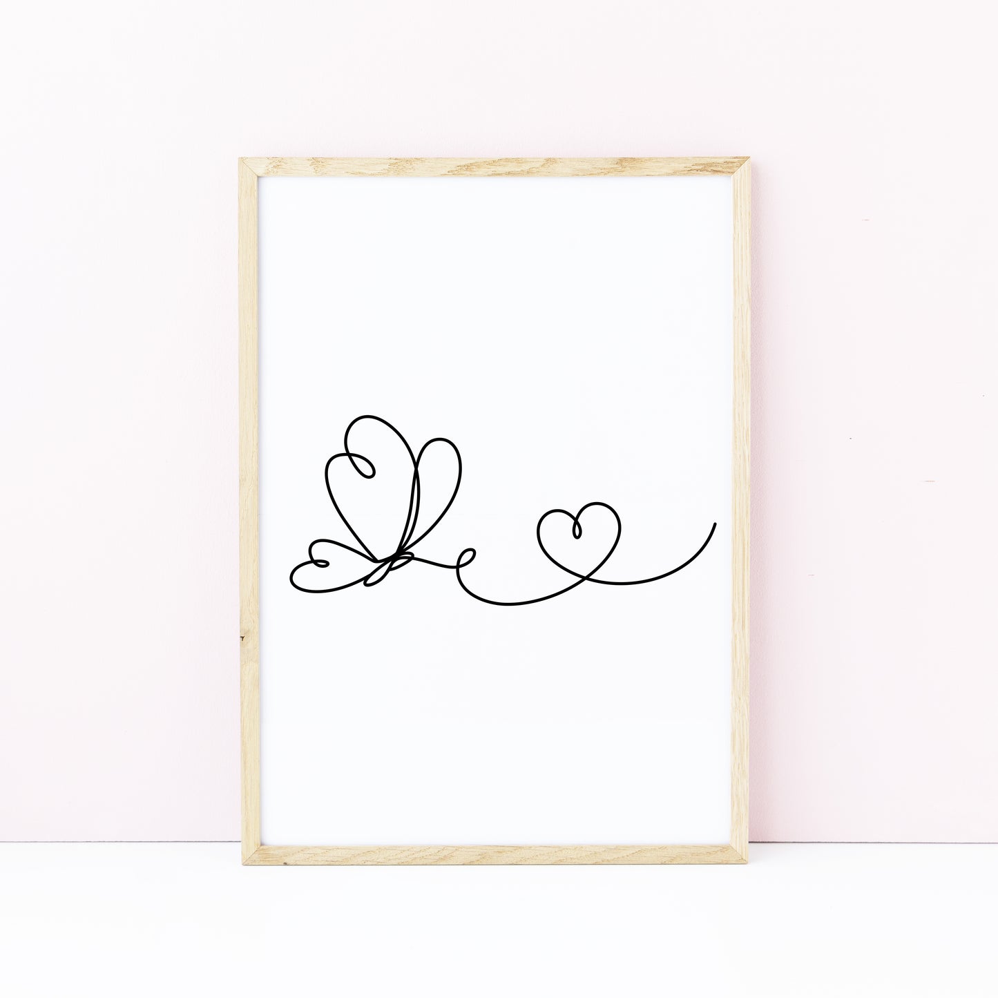 Butterfly heart line drawing Print Bedroom Poster unframed wall art