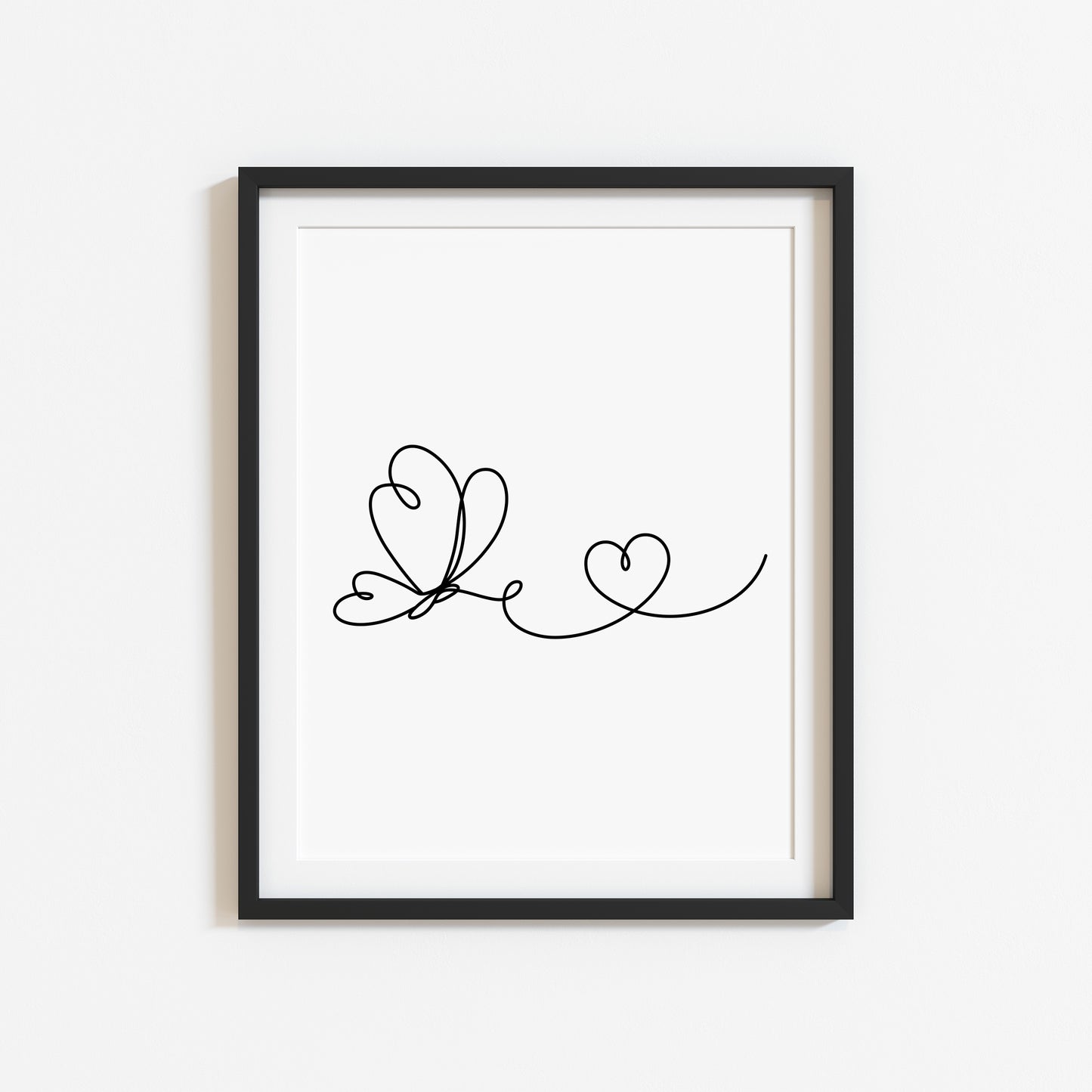 Butterfly heart line drawing Print Bedroom Poster unframed wall art