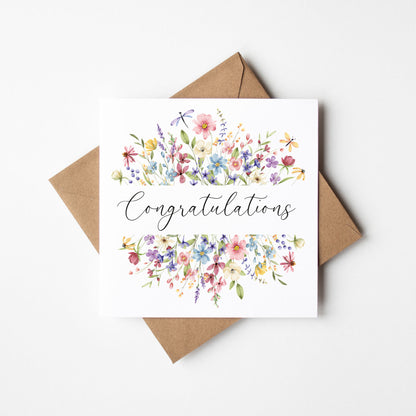 Floral Congratulations Card Wildflower Greeting Card