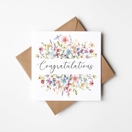 Floral Congratulations Card Wildflower Greeting Card