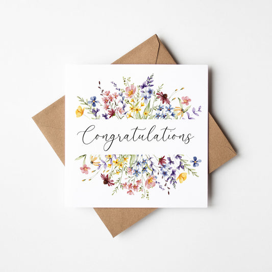 Floral Congratulations Card Wildflower Greeting Card