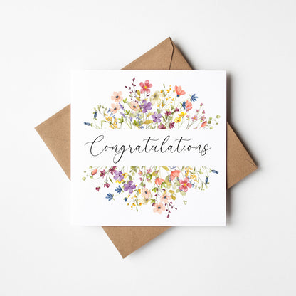 Floral Congratulations Card Wildflower Greeting Card