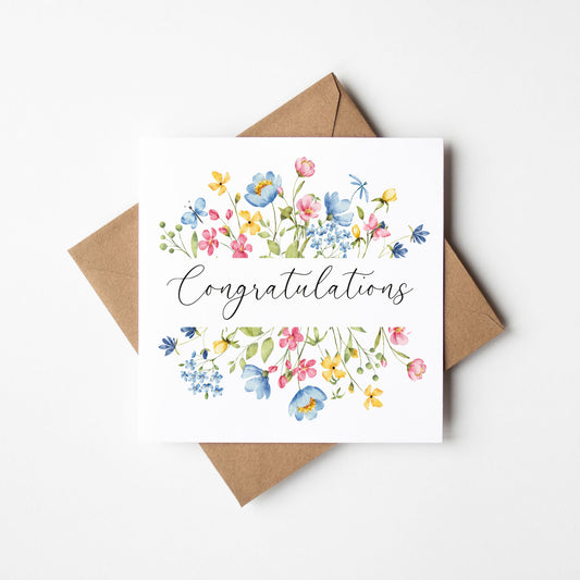 Floral Congratulations Card Wildflower Greeting Card
