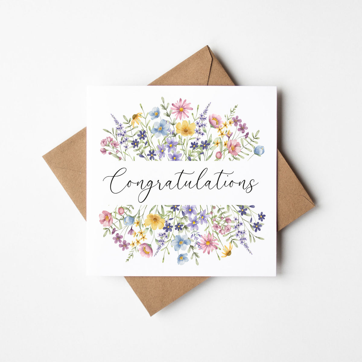 Floral Congratulations Card Wildflower Greeting Card with envelope