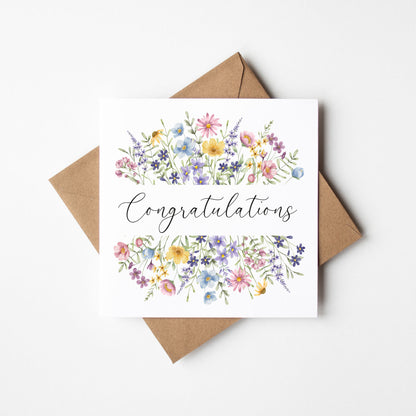 Floral Congratulations Card Wildflower Greeting Card with envelope