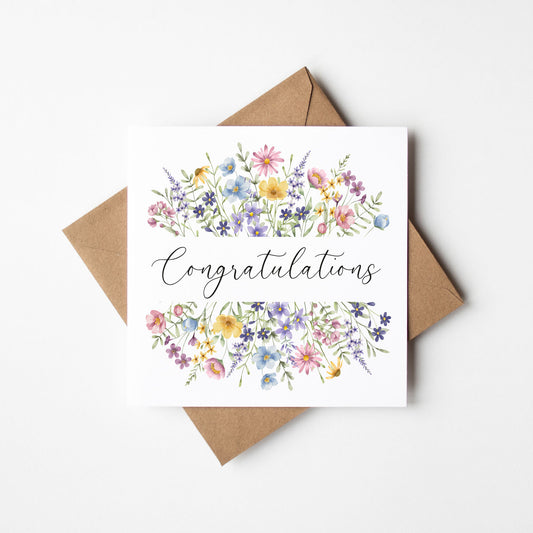 Floral Congratulations Card Wildflower Greeting Card with envelope