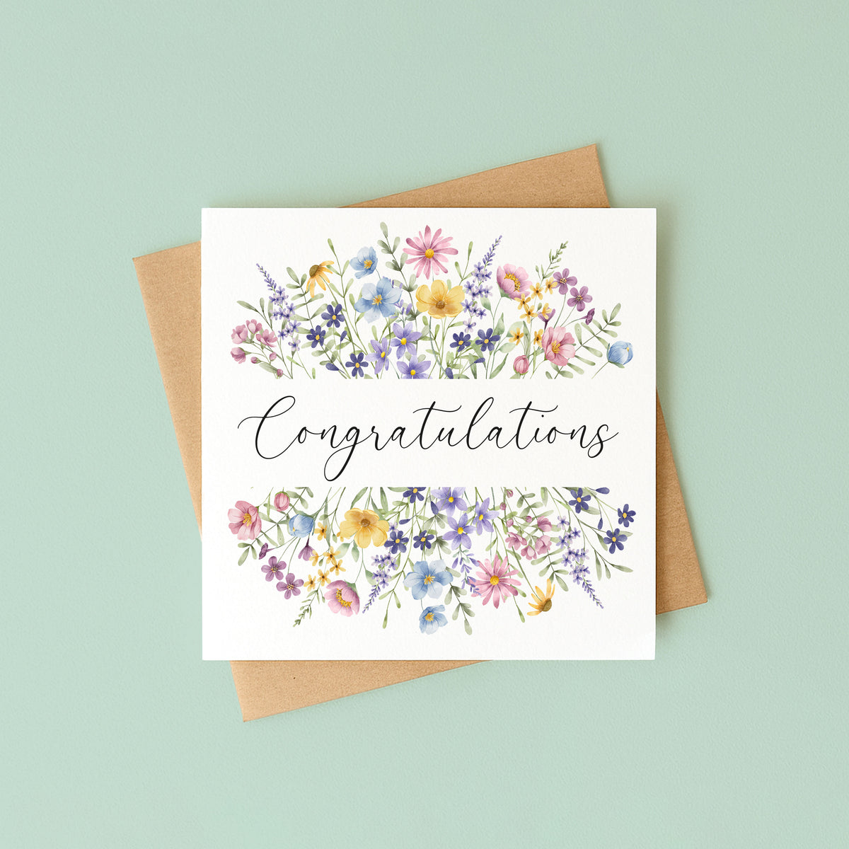Floral Congratulations Card Wildflower Greeting Card with envelope