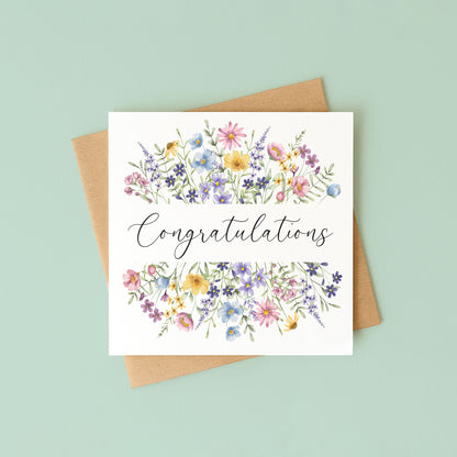 Floral Congratulations Card Wildflower Greeting Card with envelope