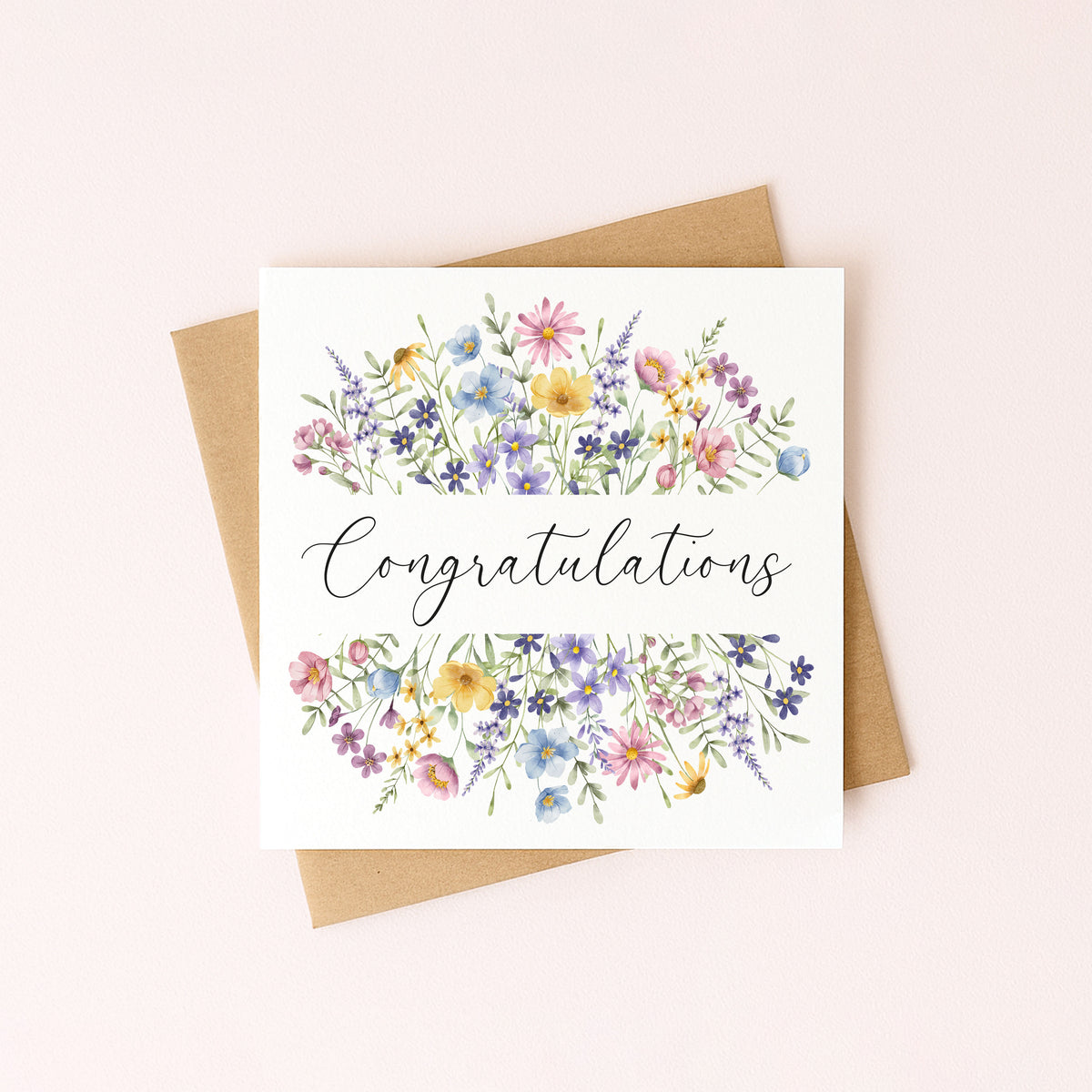 Floral Congratulations Card Wildflower Greeting Card with envelope