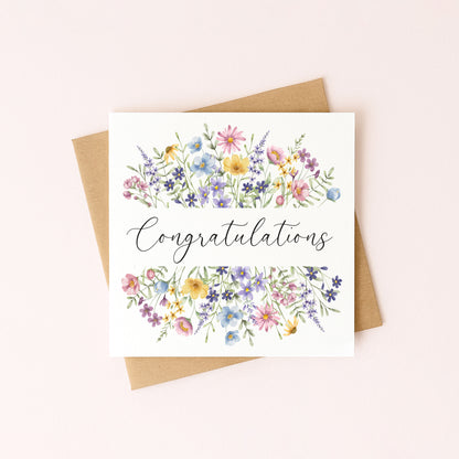 Floral Congratulations Card Wildflower Greeting Card with envelope