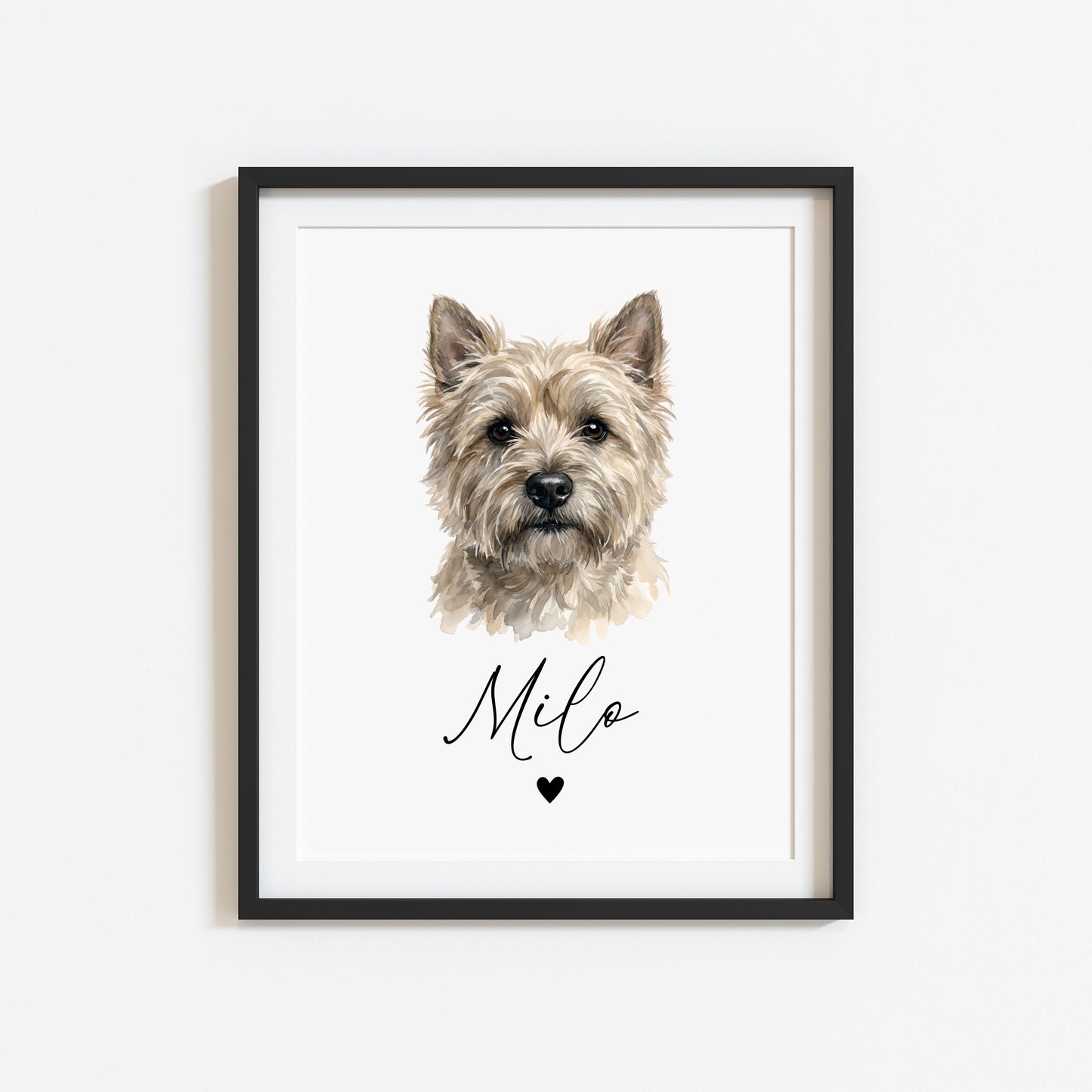 Personalised Cairn Terrier Dog Print Custom Name Pet portrait watercolour unframed wall art