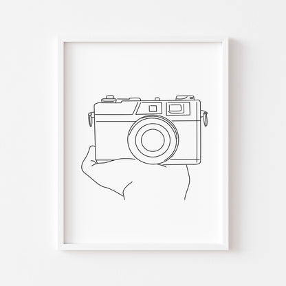 Photography camera print line drawing unframed wall art poster print gift