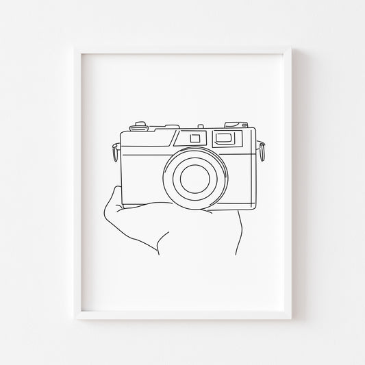 Photography camera print line drawing unframed wall art poster print gift