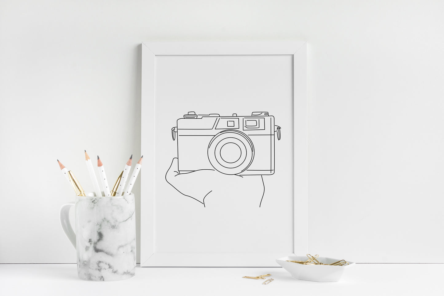 Photography camera print line drawing unframed wall art poster print gift