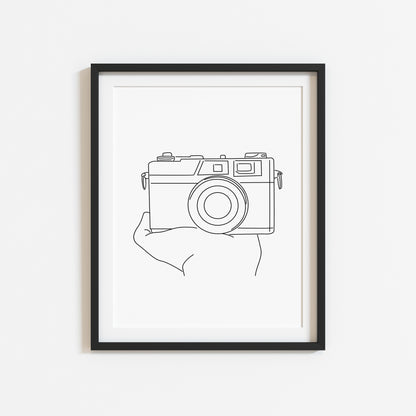 Photography camera print line drawing unframed wall art poster print gift