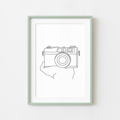 Photography camera print line drawing unframed wall art poster print gift