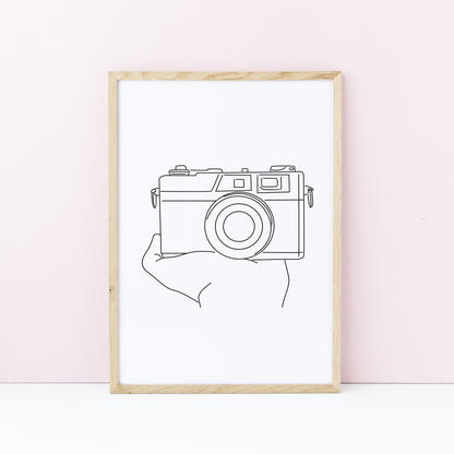 Photography camera print line drawing unframed wall art poster print gift