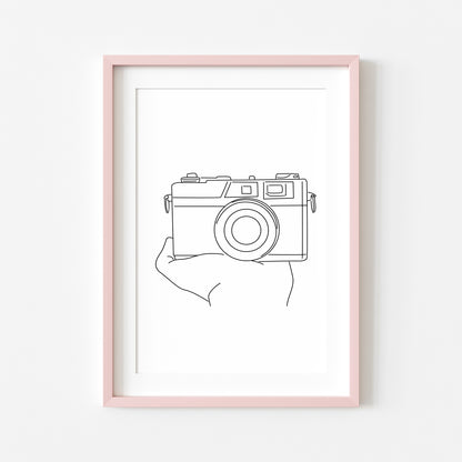 Photography camera print line drawing unframed wall art poster print gift