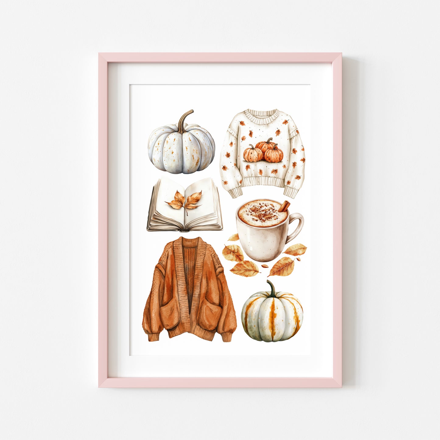 Autumn Mood Board Art Print Cosy rusty orange & cream Fall Decor unframed wall art poster