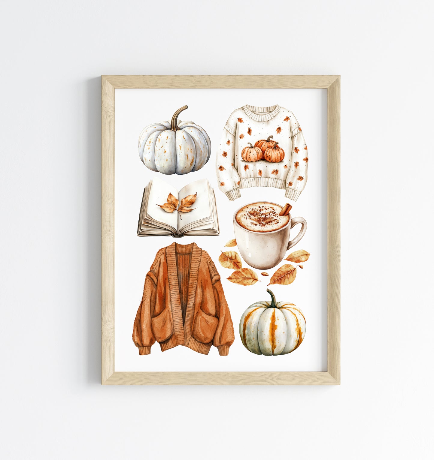 Autumn Mood Board Art Print Cosy rusty orange & cream Fall Decor unframed wall art poster