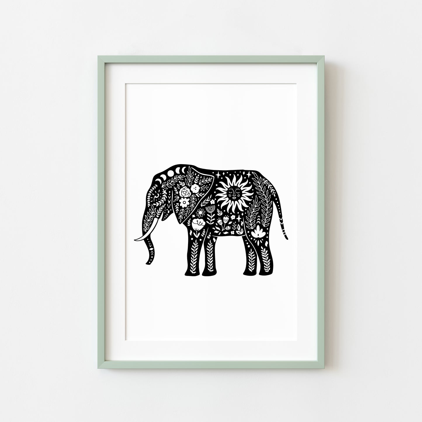 Bedroom print, Celestial Elephant celestial style bedroom unframed wall art poster print
