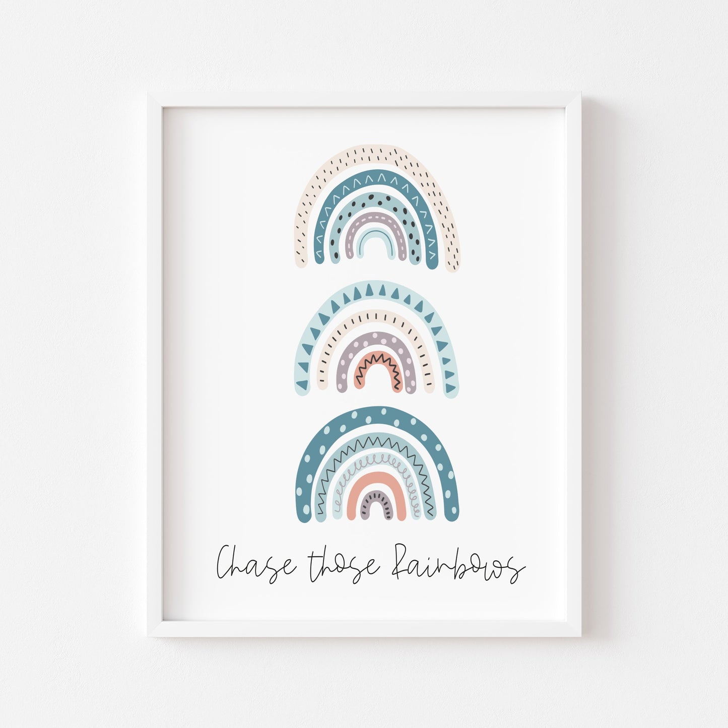 Chase those rainbows bedroom playroom nursery wall art unframed poster print