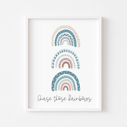 Chase those rainbows bedroom playroom nursery wall art unframed poster print