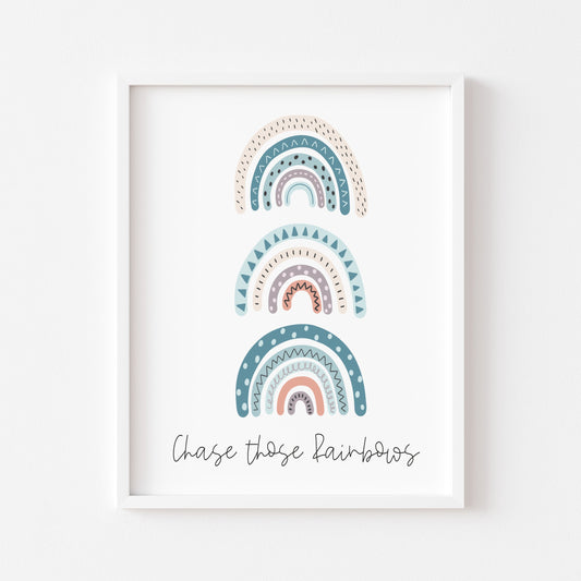 Chase those rainbows bedroom playroom nursery wall art unframed poster print