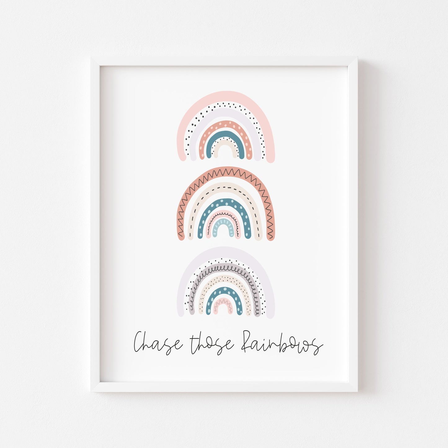 Chase those rainbows bedroom playroom nursery wall art unframed poster print