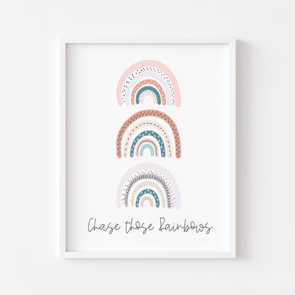 Chase those rainbows bedroom playroom nursery wall art unframed poster print