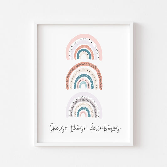 Chase those rainbows bedroom playroom nursery wall art unframed poster print