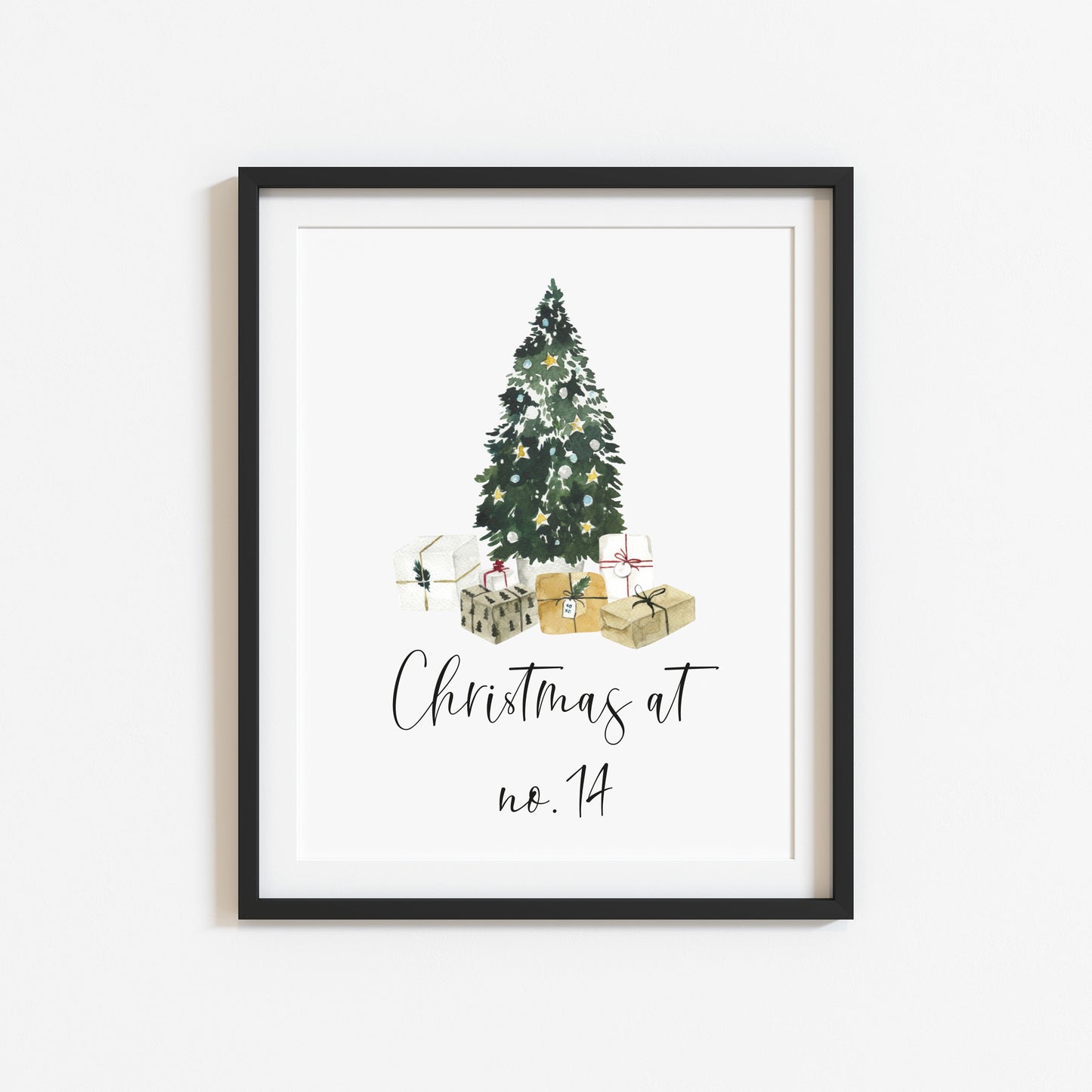 Personalised Christmas at no. (your house name or number) Christmas tree xmas seasonal unframed wall art poster print