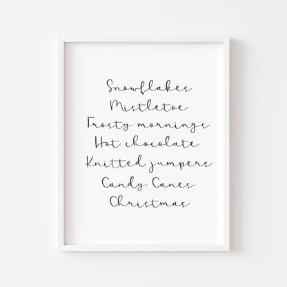 Christmas definition, xmas favourites, seasonal unframed wall art poster print