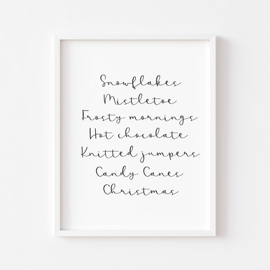 Christmas definition, xmas favourites, seasonal unframed wall art poster print