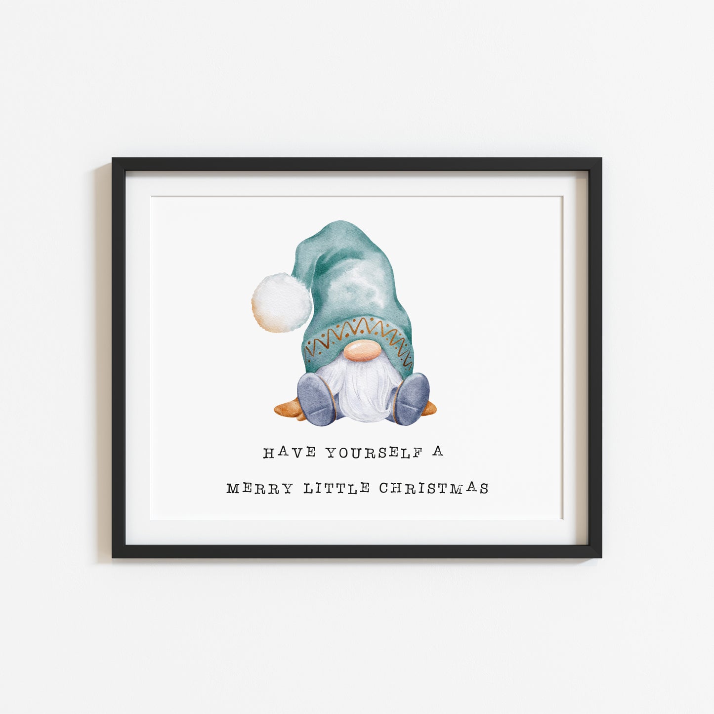 Have yourself a Merry little Christmas gnome/gonk watercolour illustration xmas seasonal unframed wall art poster print