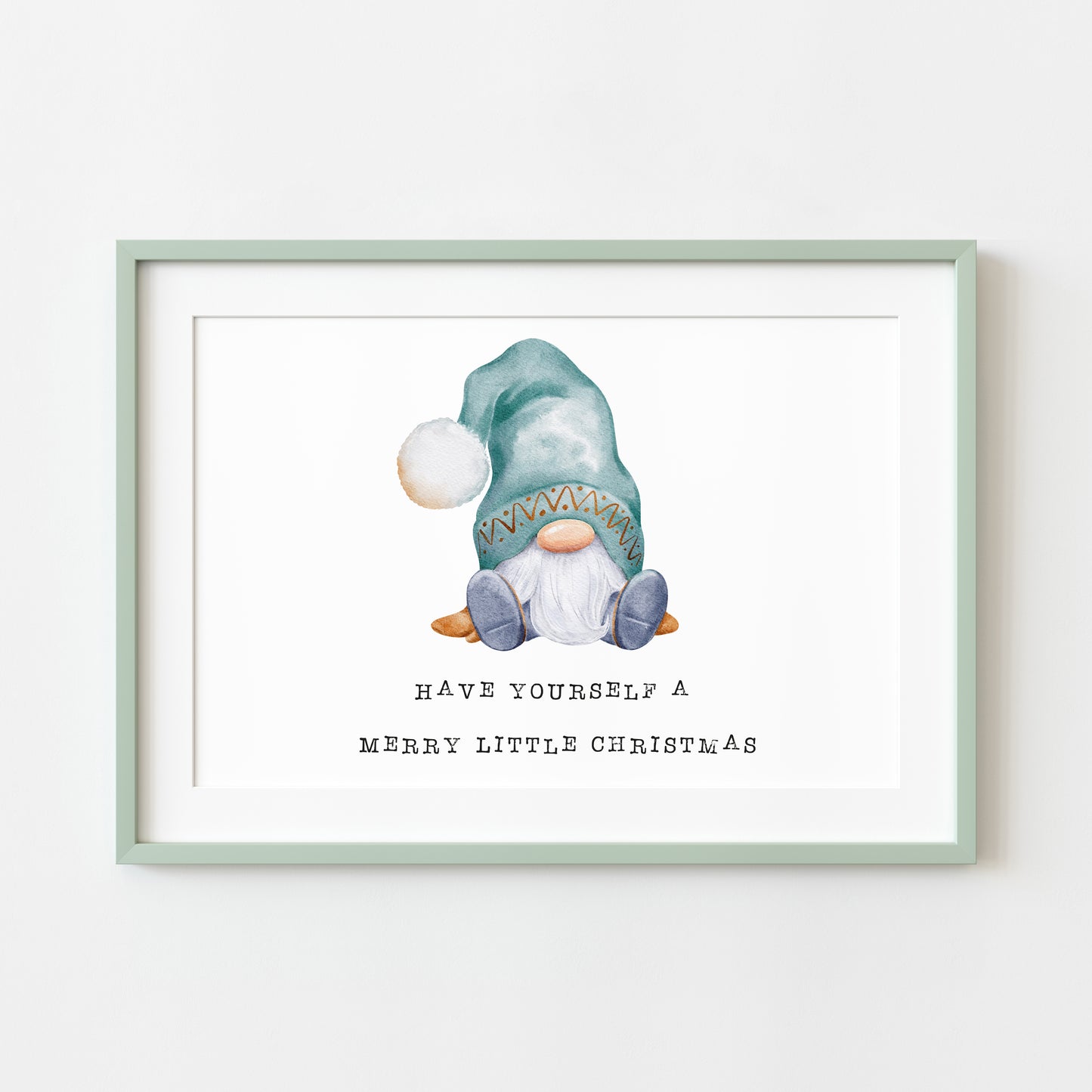 Have yourself a Merry little Christmas gnome/gonk watercolour illustration xmas seasonal unframed wall art poster print