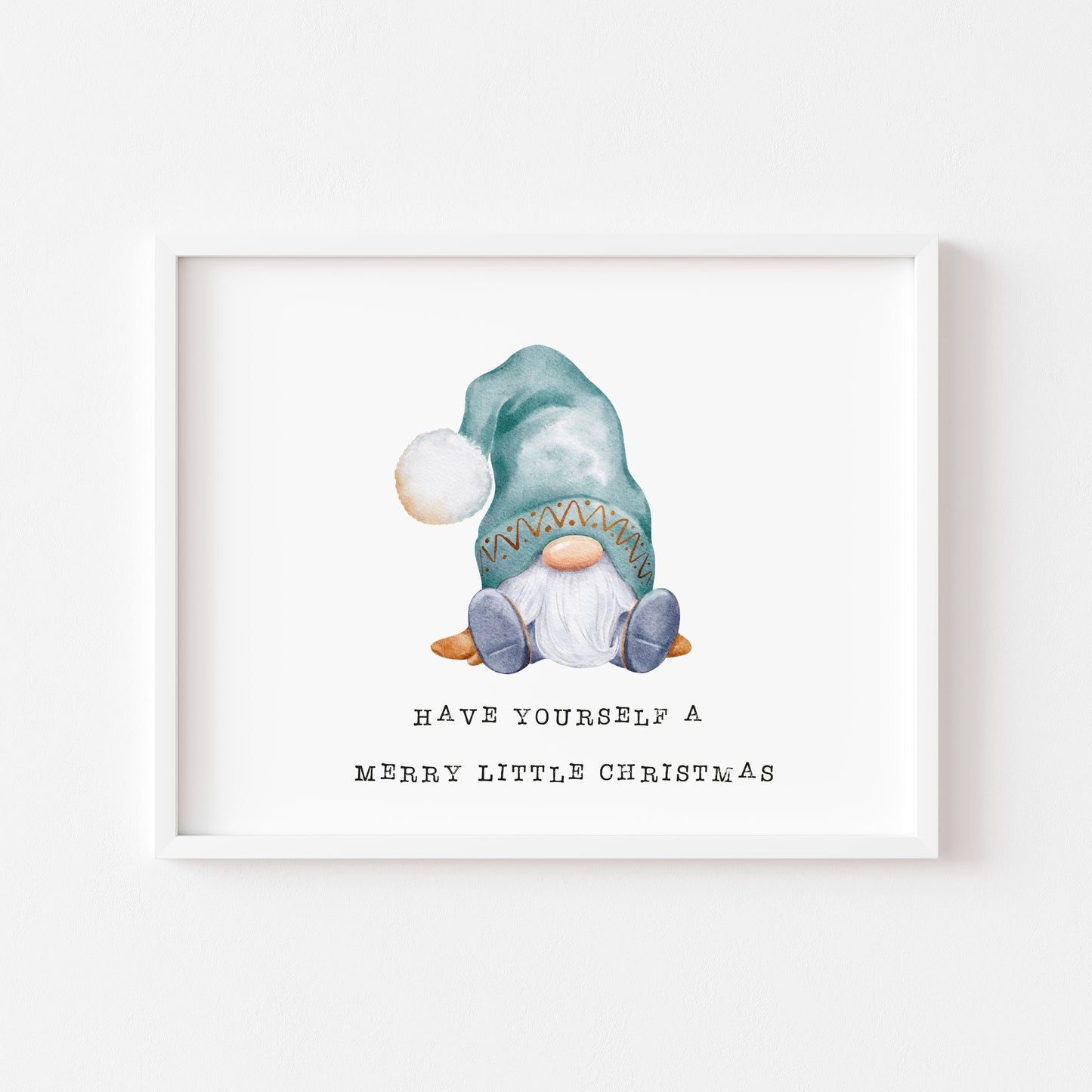 Have yourself a Merry little Christmas gnome/gonk watercolour illustration xmas seasonal unframed wall art poster print