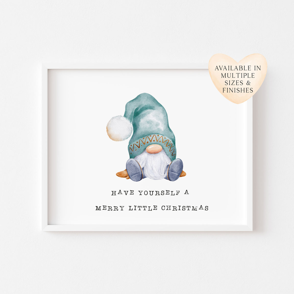 Have yourself a Merry little Christmas gnome/gonk watercolour illustration xmas seasonal unframed wall art poster print