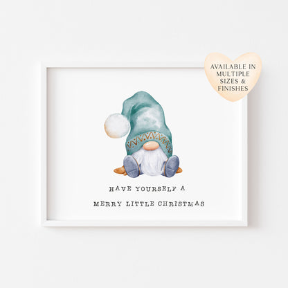 Have yourself a Merry little Christmas gnome/gonk watercolour illustration xmas seasonal unframed wall art poster print